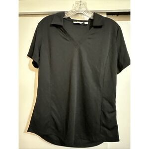 Lady Hagen Women's Golf Polo Size Medium Black V Neck